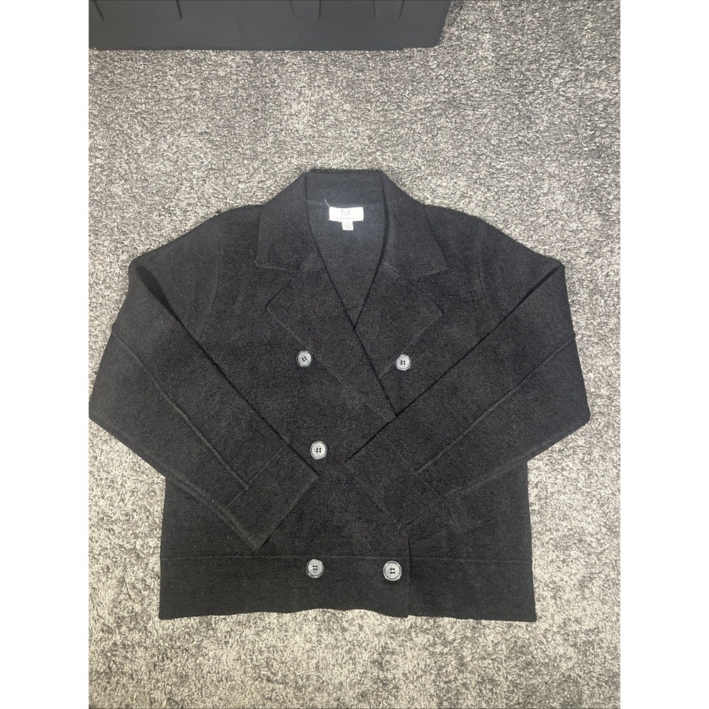 Double Breasted Pea Coat Style Blazer Womens Size M Black